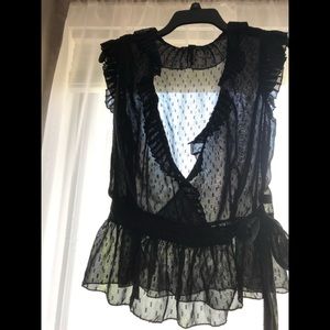 Sheer Side-Tie Top with Ruff by Forever 21 Medium In Like New Condition